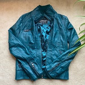 GUESS Teal Faux Leather Jacket Size S